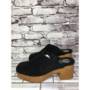 Vince Camuto Rimindel Black Faux Sherpa Fur Mules Block Heel Shoes Women’s 9M US
